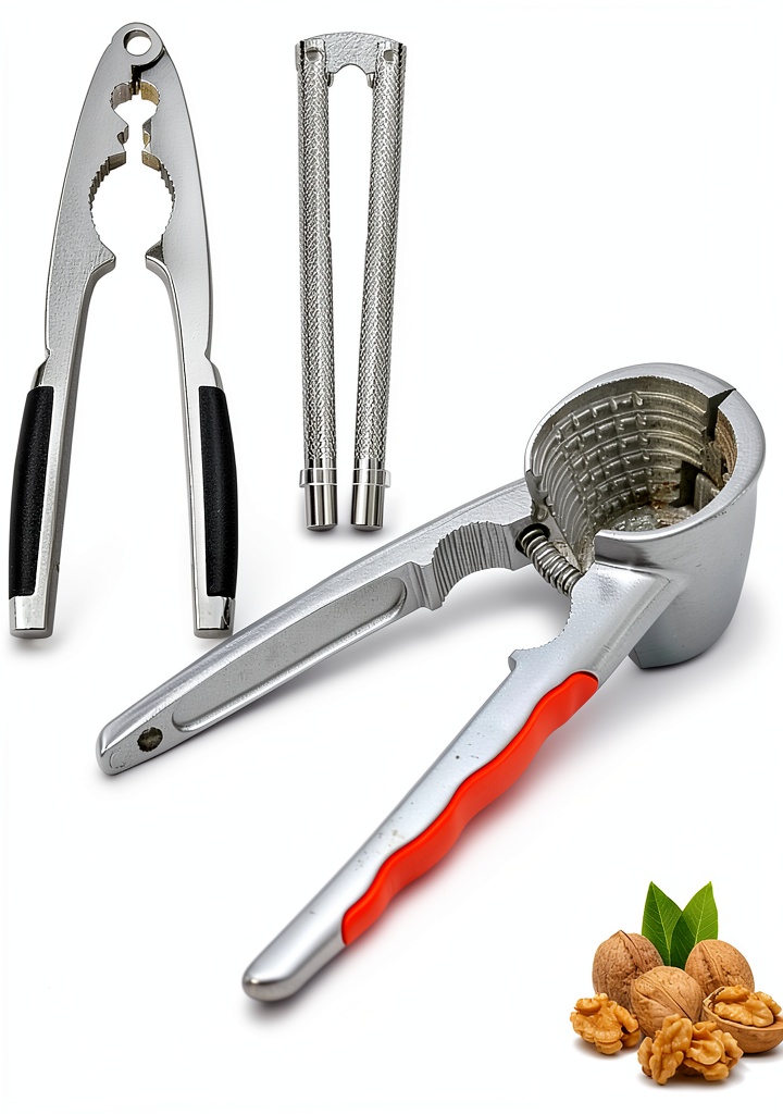 Loceast Funnel Nut Cracker in use on a kitchen counter
