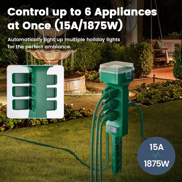 Outdoor Power Stake Timer SURAIELEC 6FT Black Weatherproof Timer-4