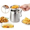 2L Oil Filter Pot Bacon Grease Saver with Strainer, 68oz Steel Pour-7