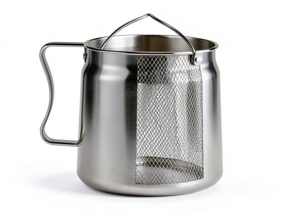 2L Oil Filter Pot Bacon Grease Saver with Strainer, 68oz Steel Pour-4